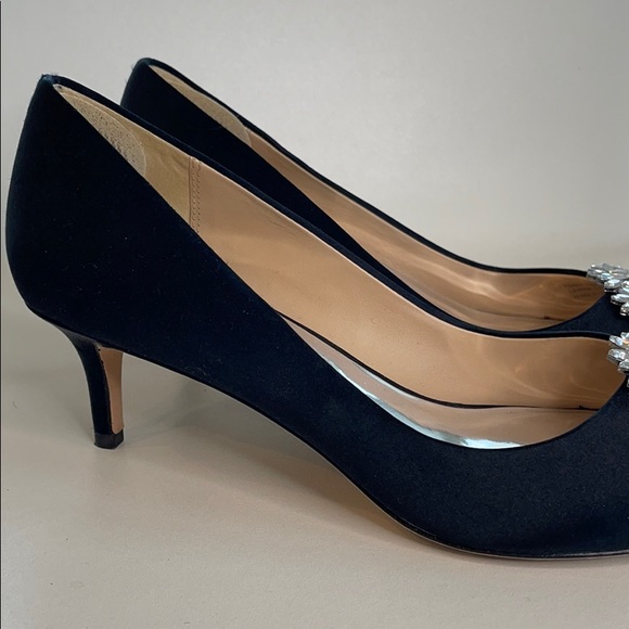 Badgley mischka black satin evening pumps 7.5 - Picture 4 of 8